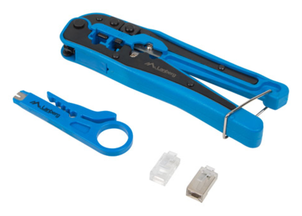 KIT LANBERG NETWORK CON CRIMPADORA Y STRIPPING, CONECTORES RJ45