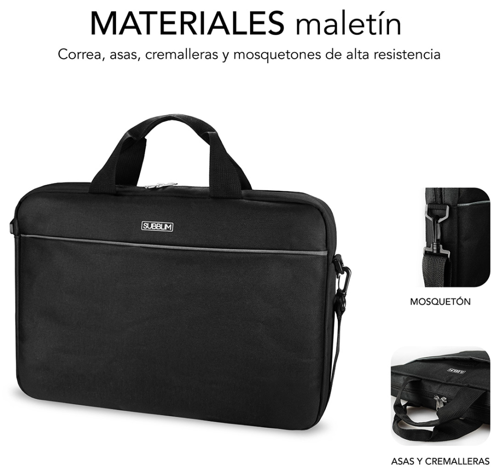 KIT MALETIN+RATON SUBBLIM LAPTOP BAG 15,6" NEGRO - detalle