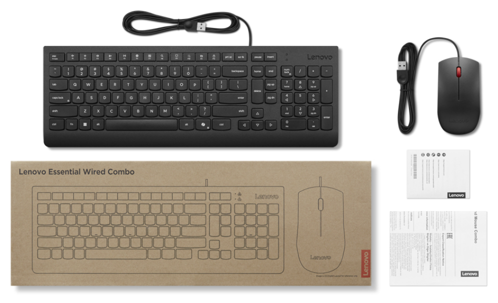 KIT TECLADO RATON LENOVO ESSENTIAL CON CABLE AI ESP - detalle