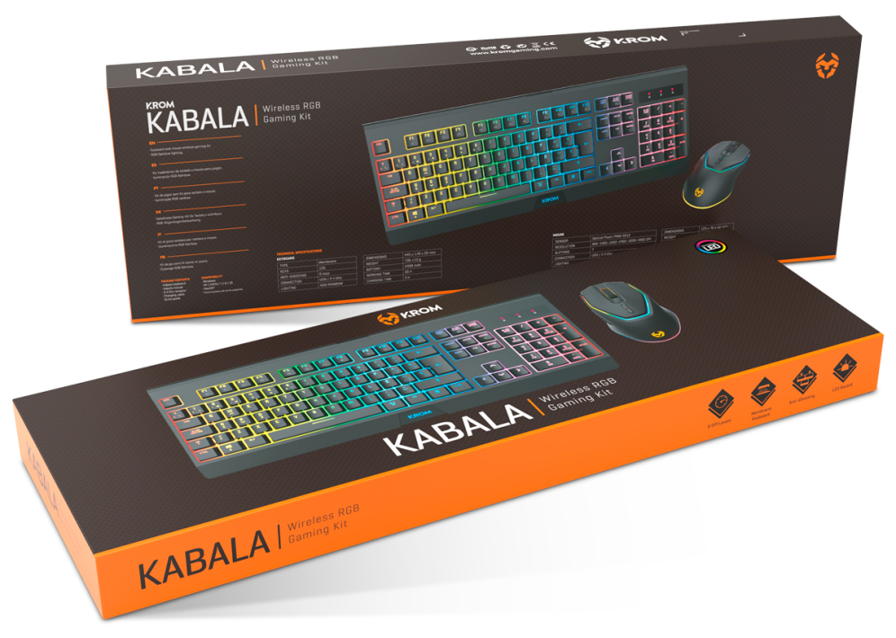 KROM KABALA Kit Teclado y Ratón Wireless RGB SP - detalle