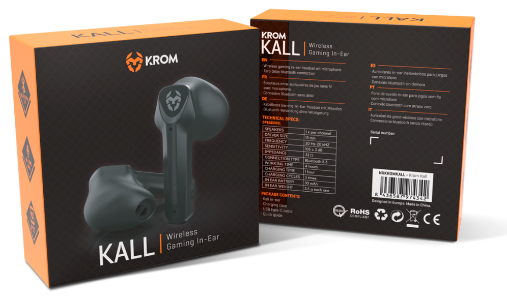 KROM KALL AURICULAR IN-EAR GAMING WIRELESS - detalle