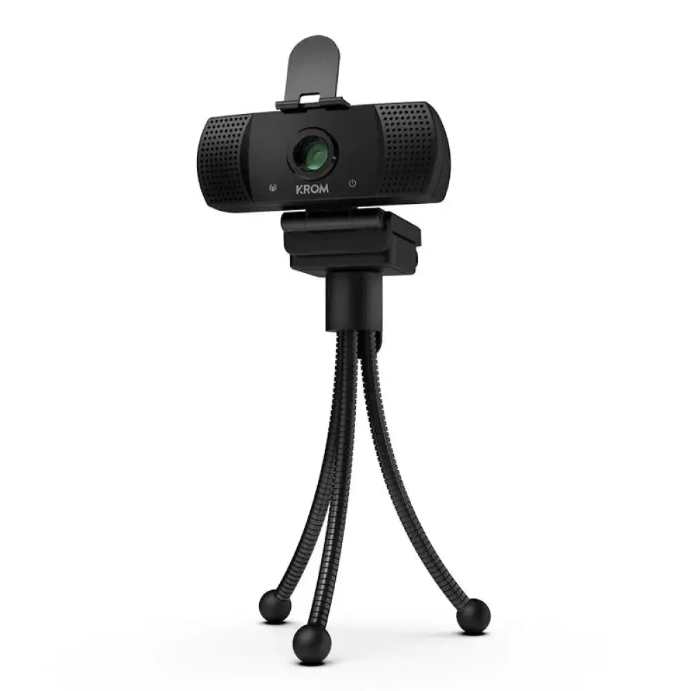 Cámara web KROM KAM Gaming 1080p HD para streaming y videollamadas, con diseño moderno y alta resolución.