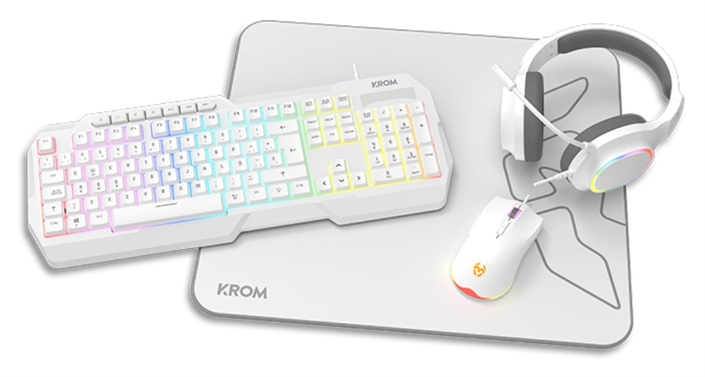 Krom Kenta 4 in 1 RGB Gaming Kit. Blanco
