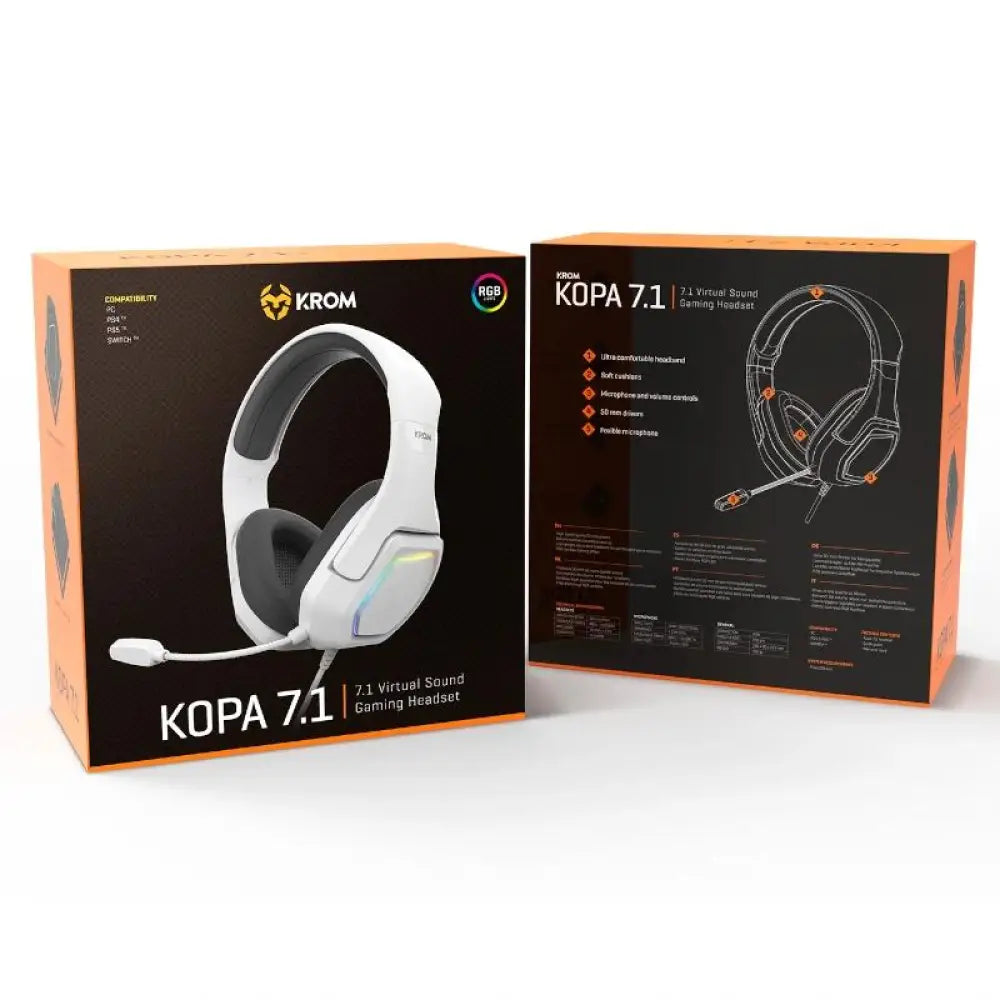 KROM KOPA AURICULARES GAMING 7.1 VIRTUAL BLANC - detalle