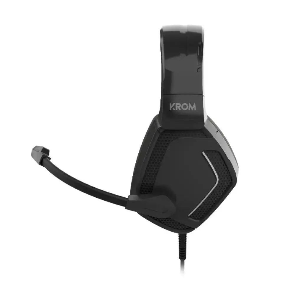 Auriculares gaming KROM KOPA PRO con micrófono, diseño con diadema ajustable y auriculares stereo con iluminación LED.