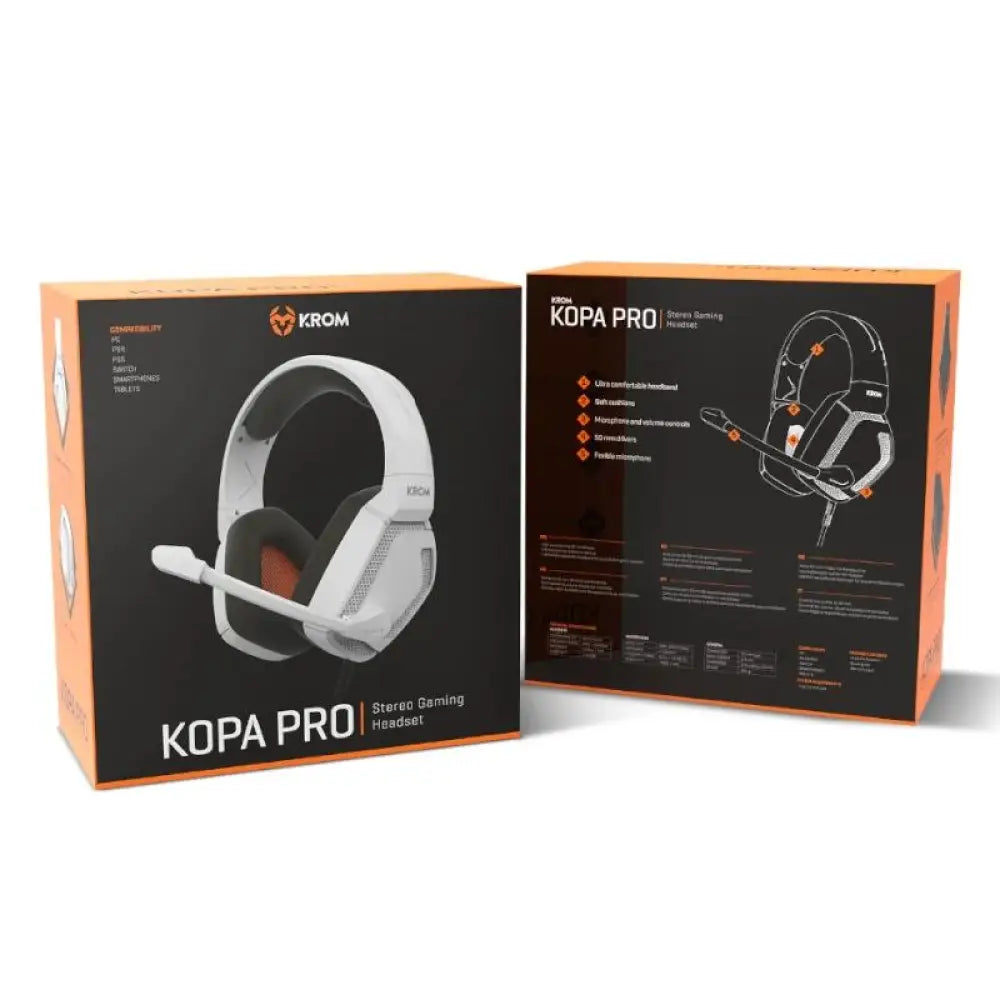 KROM KOPA PRO | AURICULAR GAMING STEREO BLANCO - detalle