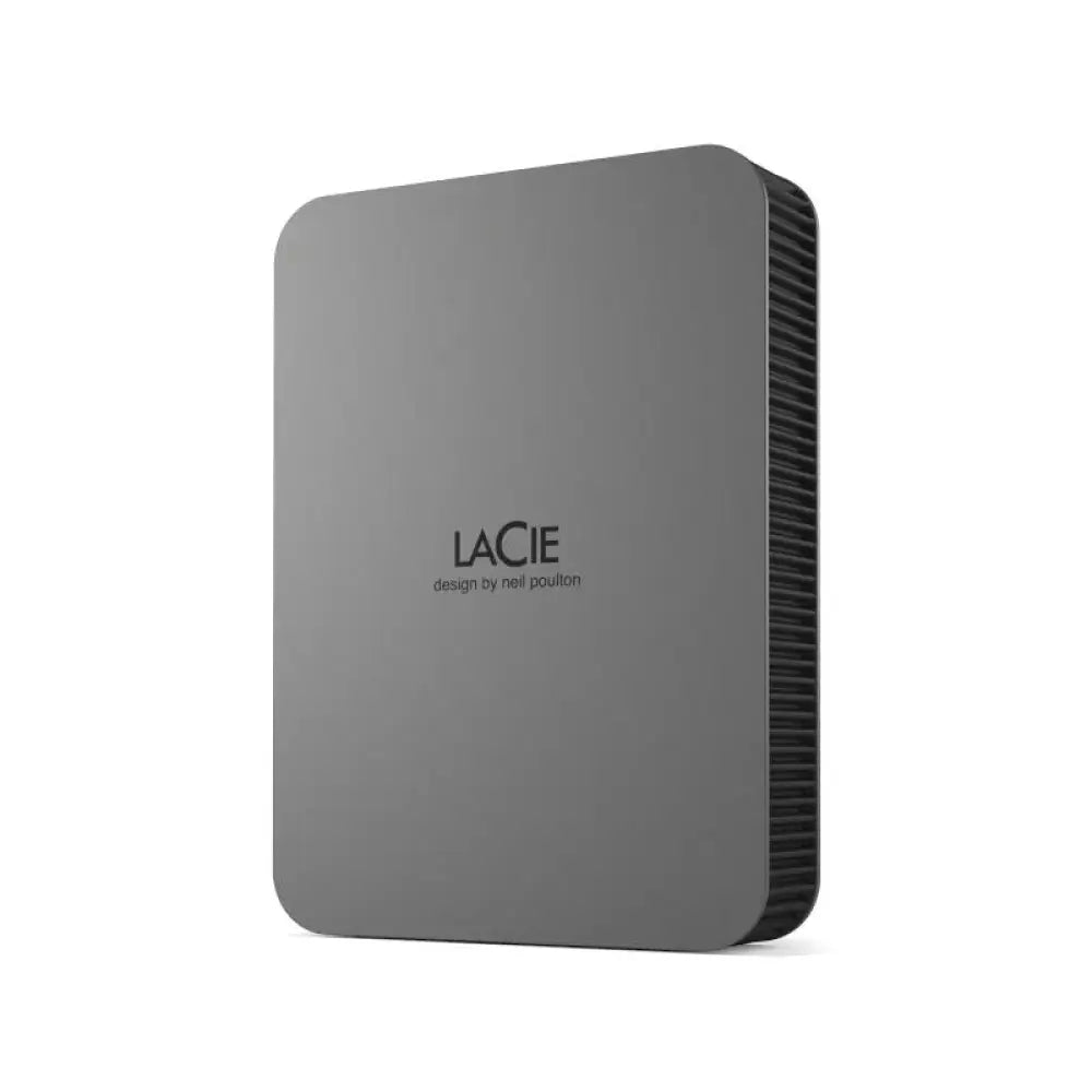 Disco externo Lacie Mobile Drive Secure de 4TB en color gris con conector USB-C, portátil y resistente para almacenamiento de datos