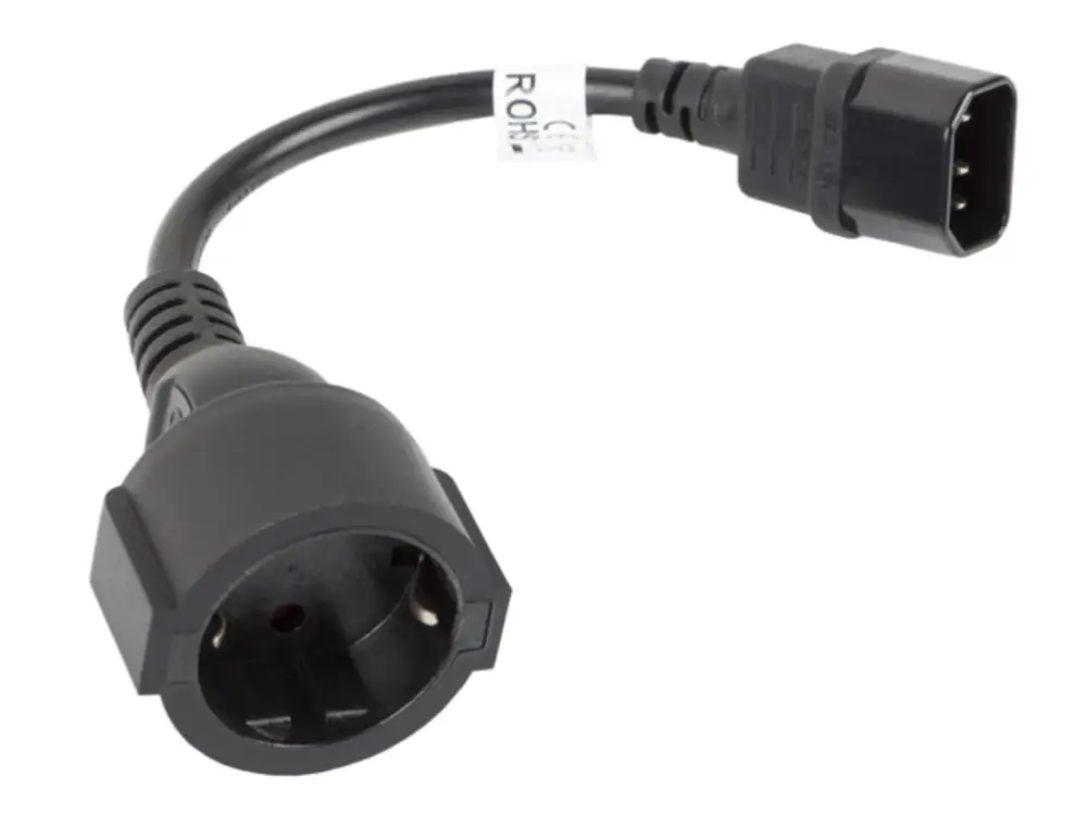Lanberg CA-C14E-10CC-0018-BK cable de transmisión Negro 0.18 m C14 acoplador