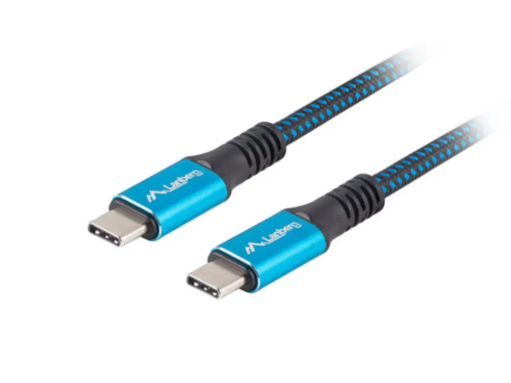 Lanberg CA-CMCM-45CU-0005-BK cable USB USB4 Gen 2x2 0.5 m USB C Negro. Azul