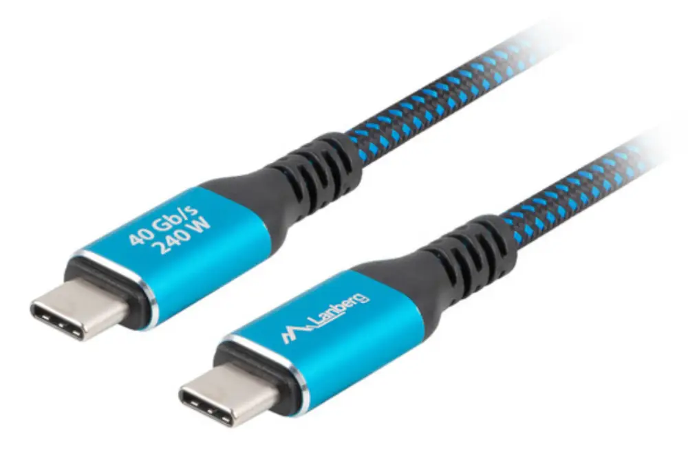 Lanberg CA-CMCM-45CU-0010-BK cable USB USB 3.2 Gen 2 (3.1 Gen 2) 1 m USB C Negro. Azul