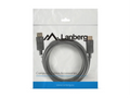 Cable DisplayPort LANBERG negro de 3 metros, macho a macho, para transmisión 4K en alta calidad.
