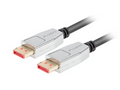 Lanberg CA-DPDP-20CU-0010-BK cable DisplayPort 1 m Negro. Plata
