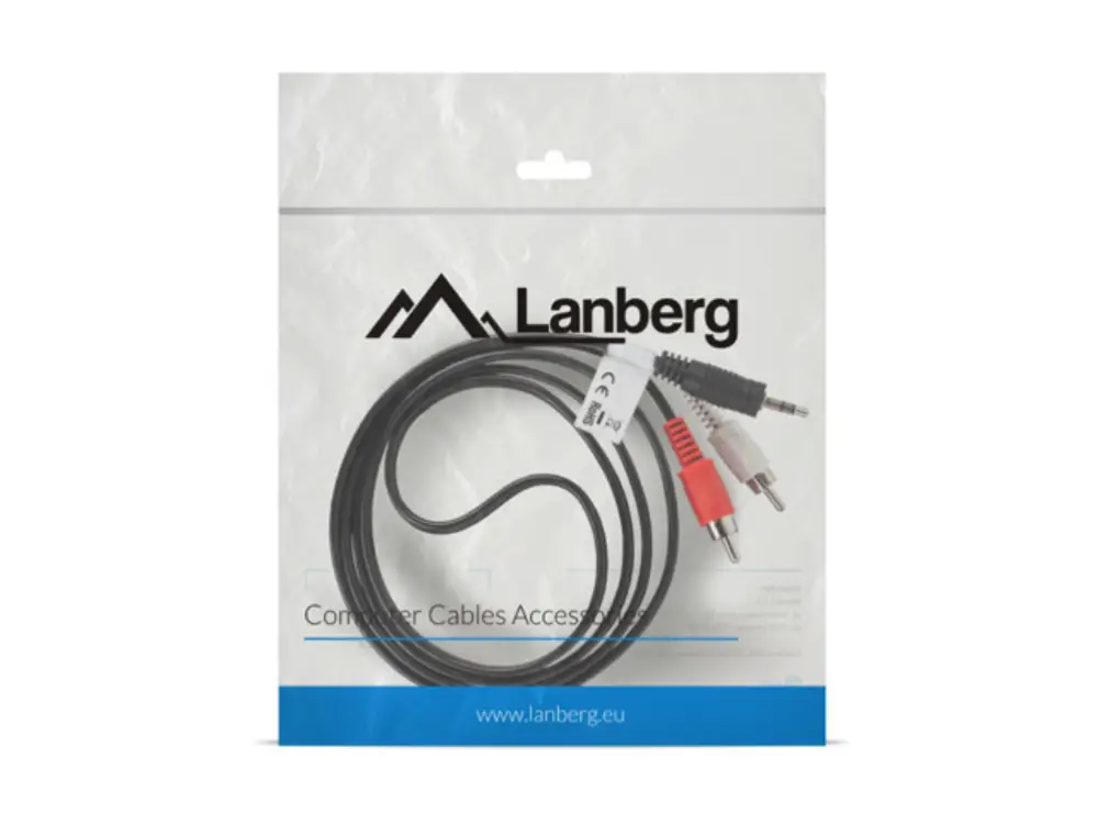 Lanberg CA-MJRC-10CC-0015-BK cable de audio 1.5 m 3.5mm 2 x RCA Negro