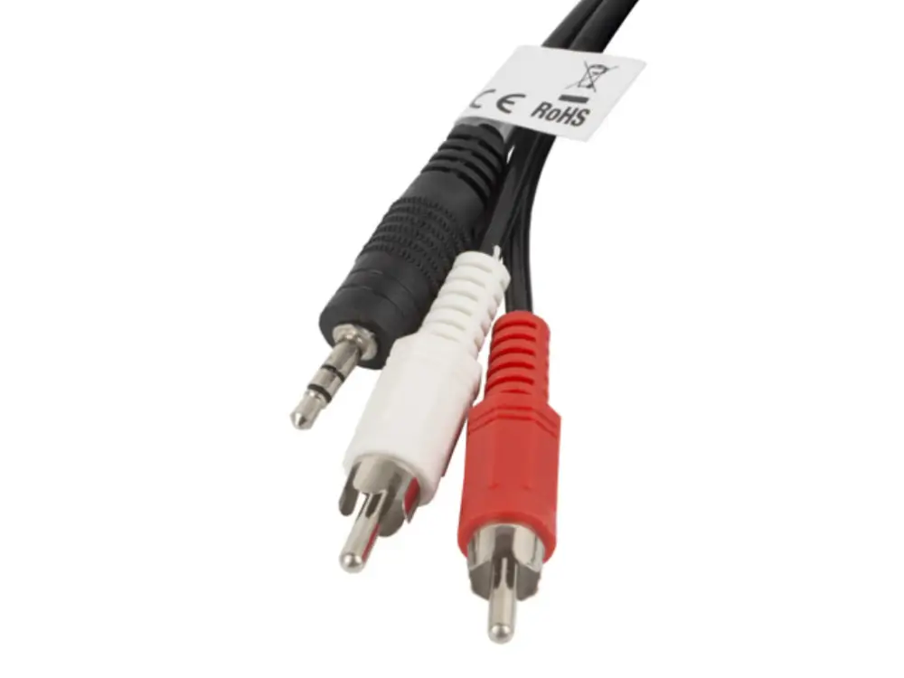Lanberg CA-MJRC-10CC-0020-BK cable de audio 2 m 3.5mm RCA Negro. Rojo. Blanco