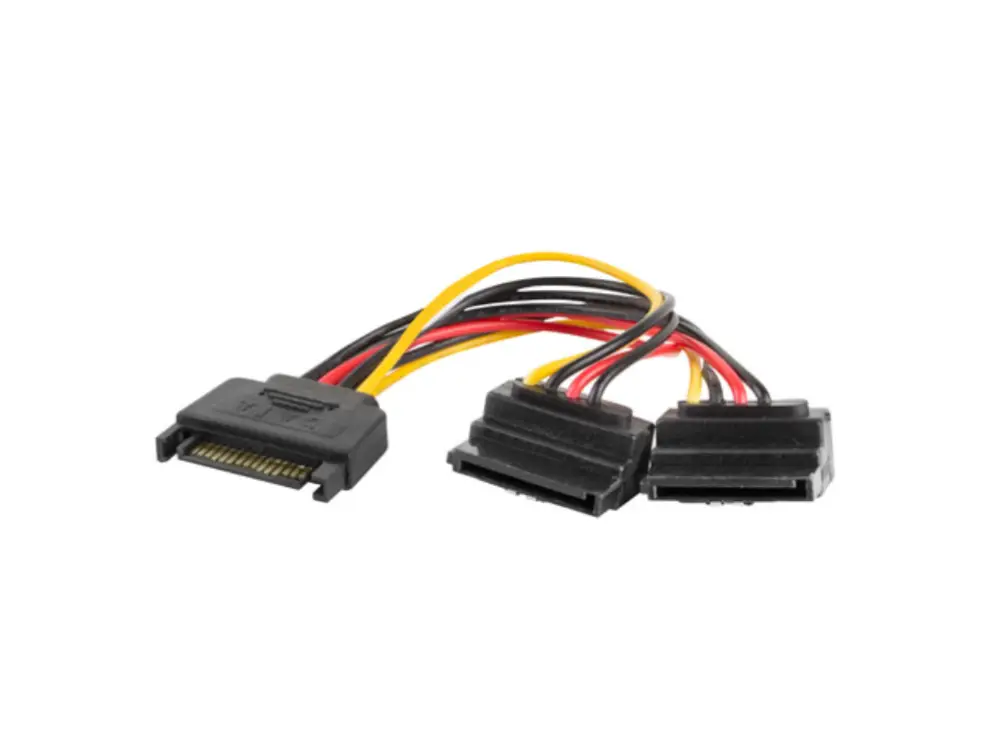 Lanberg CA-SASA-10CU-0015 cable de SATA 0.15 m SATA de 15 pines 2 x SATA de 15 pines Negro. Rojo. Amarillo