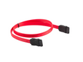 Cable SATA Lanberg de 0.5 m con conector de 7 pines rojo, compatible con SATA III para conexiones de datos rápidas.