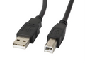Cable USB 2.0 LANBERG de 3 m en color negro con conector USB B macho a USB A macho.