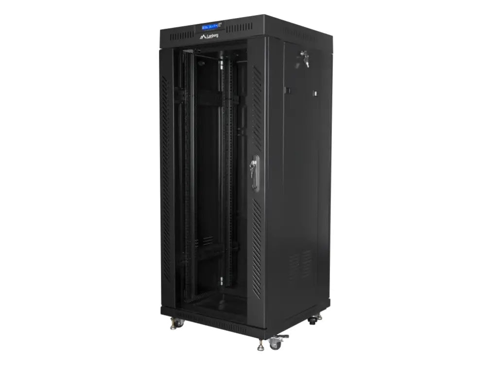 Lanberg free standing rack 19inch cabinet 27U 600x600 glass door LCD flat pack black Rack o bastidor independiente
