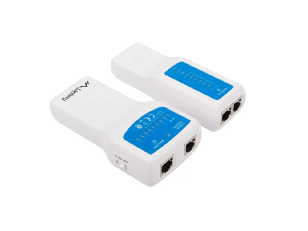 Lanberg NT-0402 comprobador de cables de red Comprobador de alimentación PoE Azul. Blanco