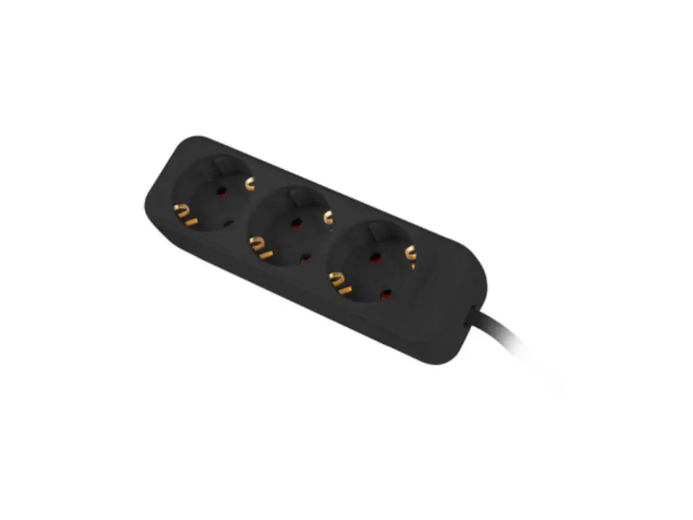 Lanberg PS0-03F-0150-BK base múltiple 1.5 m 3 salidas AC Interior Negro