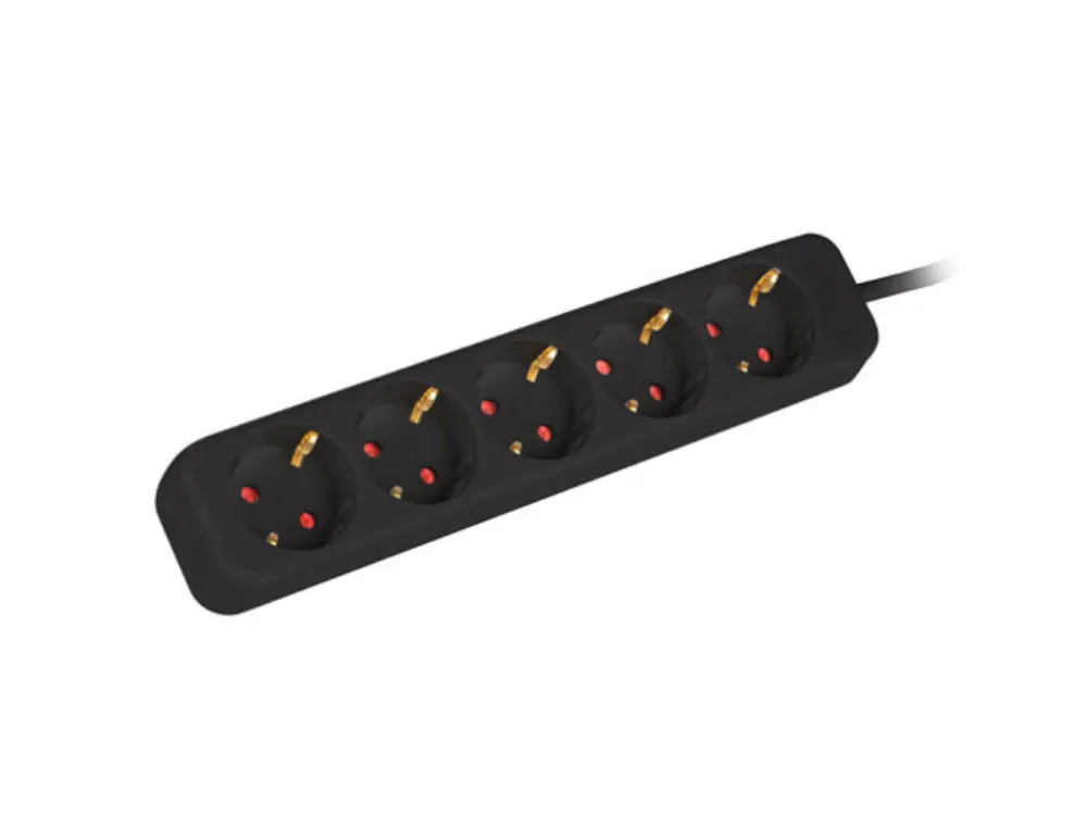 Lanberg PS0-05F-0150-BK base múltiple 1.5 m 5 salidas AC Interior Negro