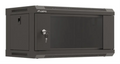 Armario rack Lanberg WF03-5304-10B 4U de pared en negro con puerta de cristal, para almacenamiento de equipos electrónicos.