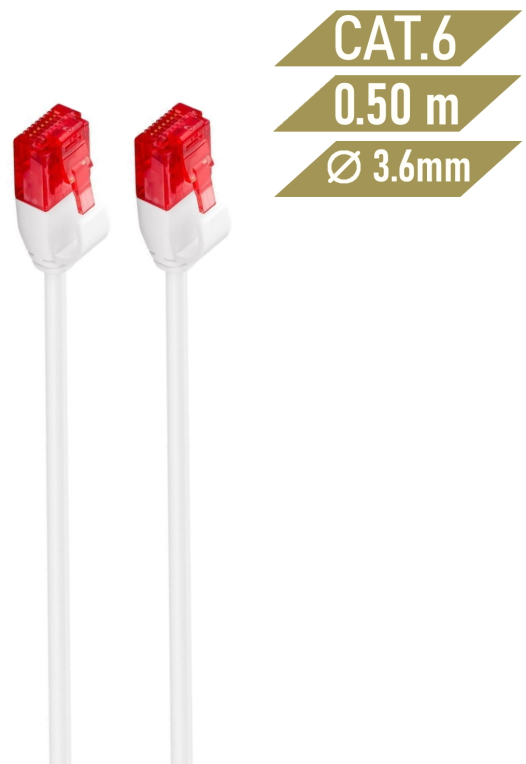 LATIGUILLO SLIM EWENT CAT 6 U/UTP 0,50MT BLANCO - detalle