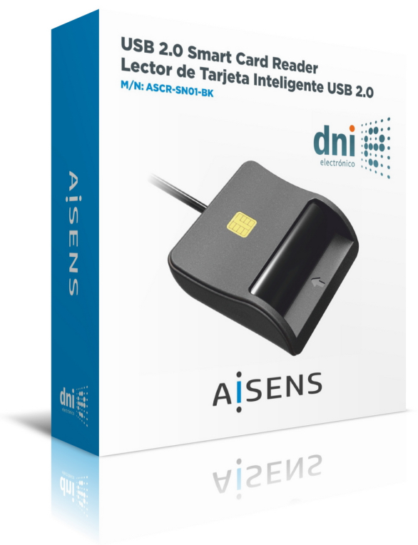 LECTOR DE TARJETA AISENS INTELIGENTE DNI NEGRO - detalle