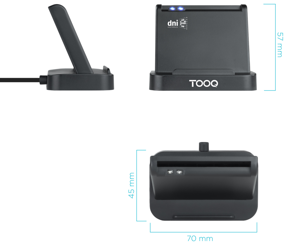 LECTOR DE TARJETAS EXTERNO TOOQ TQR-220B DNIE VISION USB 2.0 NEGRO - detalle