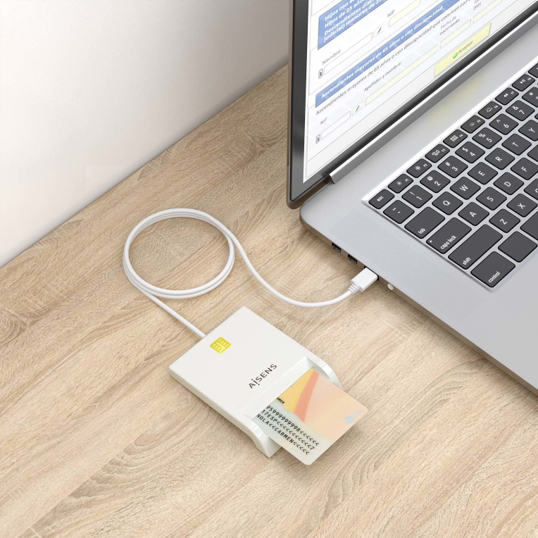 LECTOR DE TARJETAS INTELIGENTE AISENS DNIE BLANCO - detalle