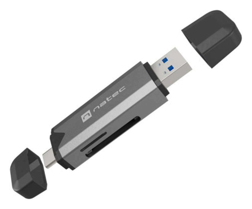 LECTOR DE TARJETAS NATEC SCARAB 3 USB 3.1 GEN 1 USB-A + USB-C SD/MICRO SD - detalle