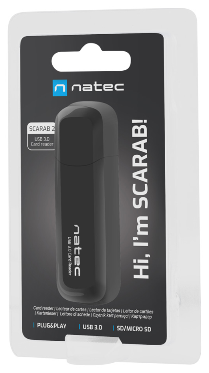 LECTOR DE TARJETAS NATEC USB 3.0 SCARAB 2 SD/MICRO SD NEGRO - detalle