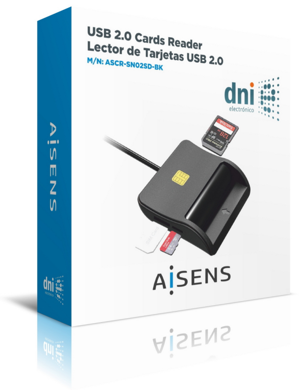 LECTOR DNI-TARJETAS AISENS SIM SD Micro SD MMC RS-MMC MMC Micro NEGRO - detalle