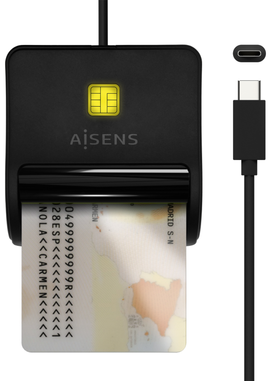 LECTOR DNI-TARJETAS AISENS TARJETA INTELIGENTE DNI USB-C NEGRO - detalle