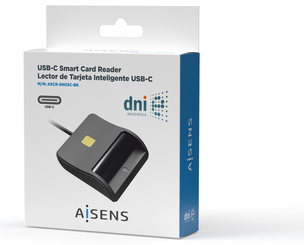 LECTOR DNI-TARJETAS AISENS TARJETA INTELIGENTE DNI USB-C NEGRO - detalle