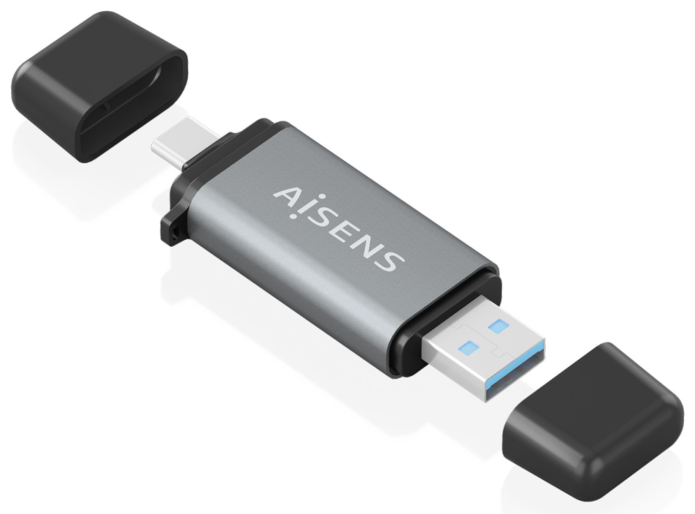 LECTOR TARJETAS AISENS SD MICRO SD MMC RS-MMC MMC MICRO USBA USBC GRIS - detalle