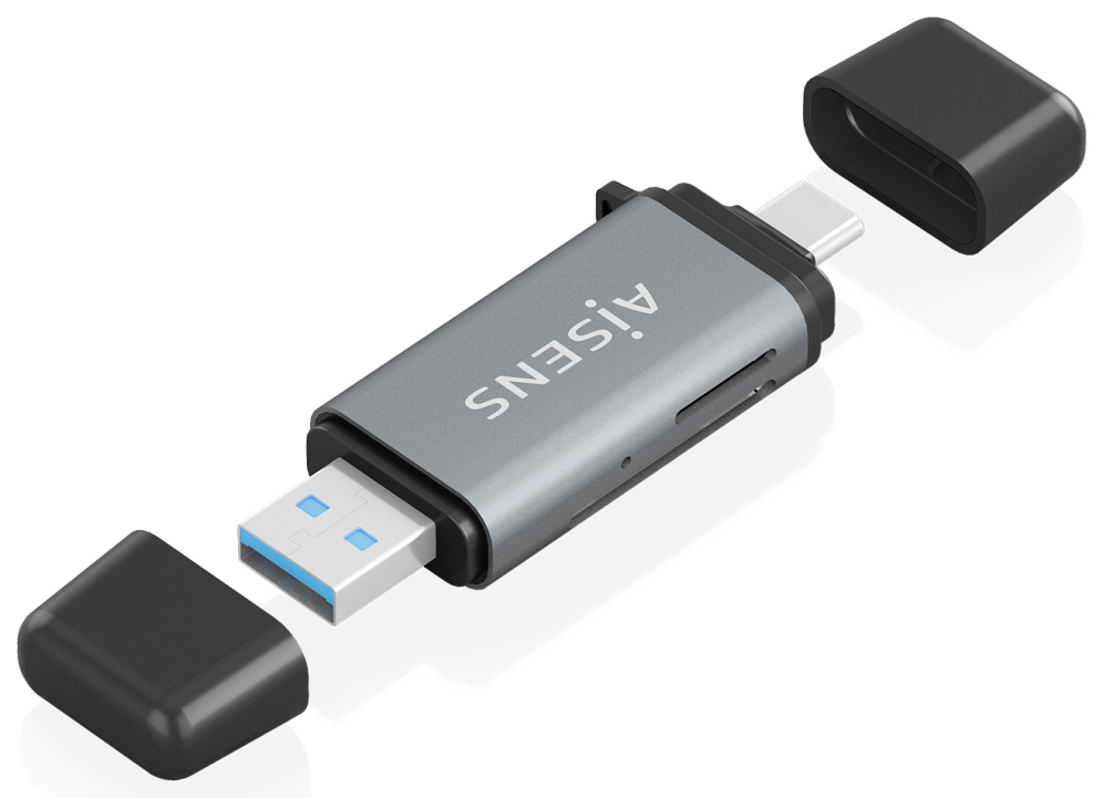 LECTOR TARJETAS AISENS SD MICRO SD MMC RS-MMC MMC MICRO USBA USBC GRIS