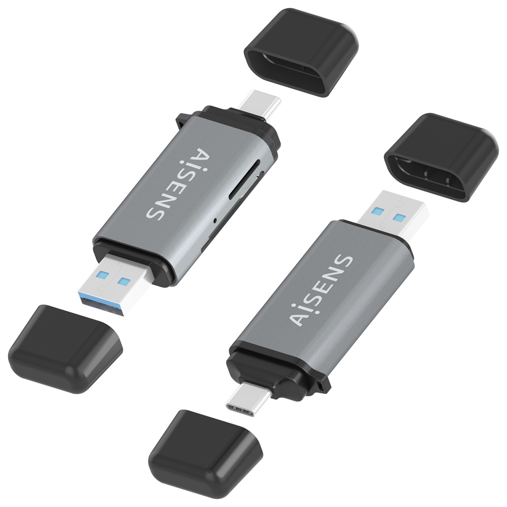 LECTOR TARJETAS AISENS SD MICRO SD MMC RS-MMC MMC MICRO USBA USBC GRIS - detalle