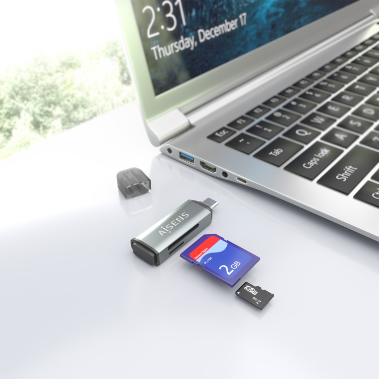 LECTOR TARJETAS AISENS SD MICRO SD MMC RS-MMC MMC MICRO USBC GRIS - detalle