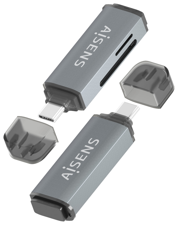 LECTOR TARJETAS AISENS SD MICRO SD MMC RS-MMC MMC MICRO USBC GRIS - detalle