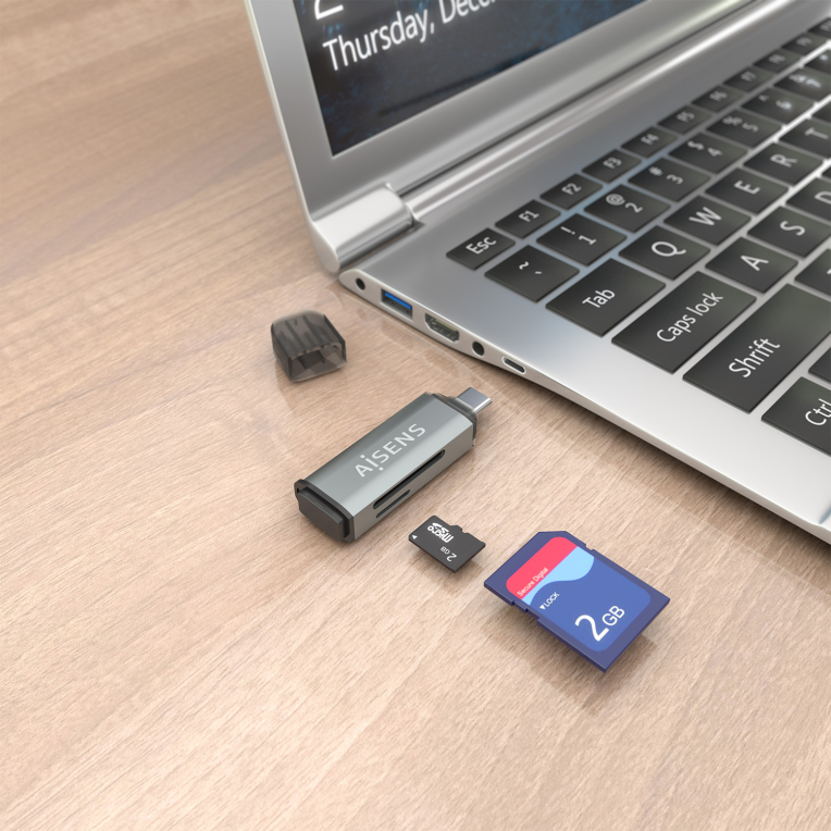 LECTOR TARJETAS AISENS SD MICRO SD MMC RS-MMC MMC MICRO USBC GRIS - detalle