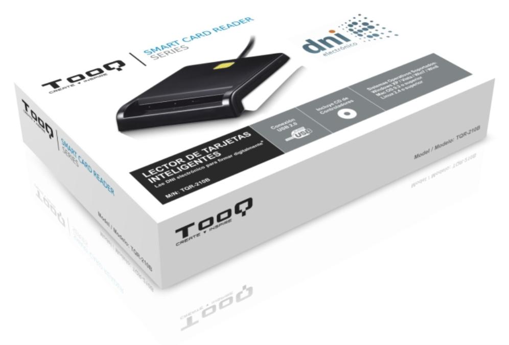 LECTOR TARJETAS EXTERNO TARJETAS INTELIGENTES Y DNIe TOOQ TQR-210B NEGRO - detalle