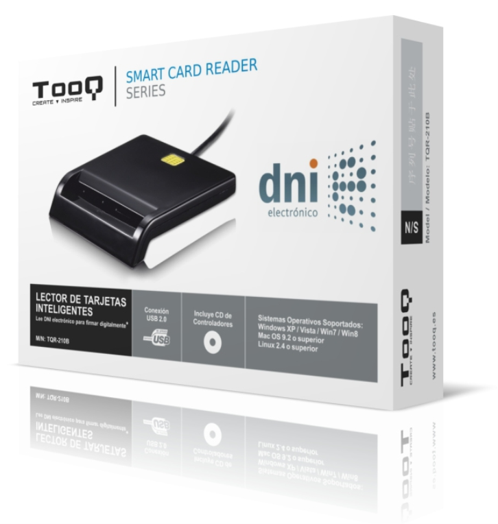 LECTOR TARJETAS EXTERNO TARJETAS INTELIGENTES Y DNIe TOOQ TQR-210B NEGRO - detalle