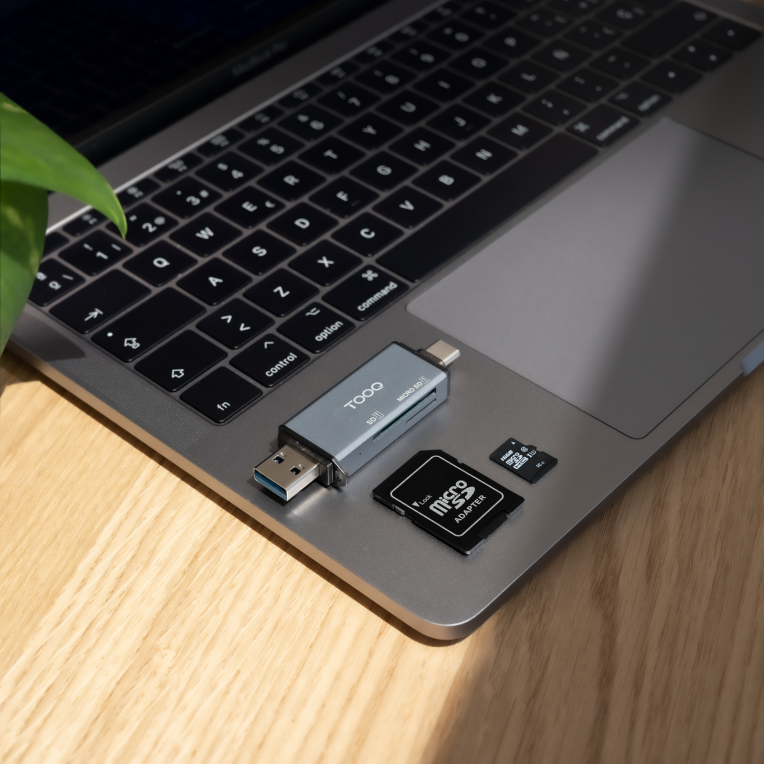 LECTOR TARJETAS TOOQ USB 3.0 (USB-C+USB-A) SD/TF GRIS - detalle