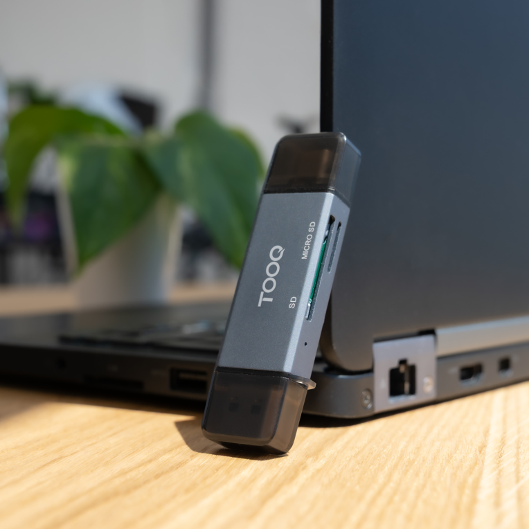 LECTOR TARJETAS TOOQ USB 3.0 (USB-C+USB-A) SD/TF GRIS - detalle