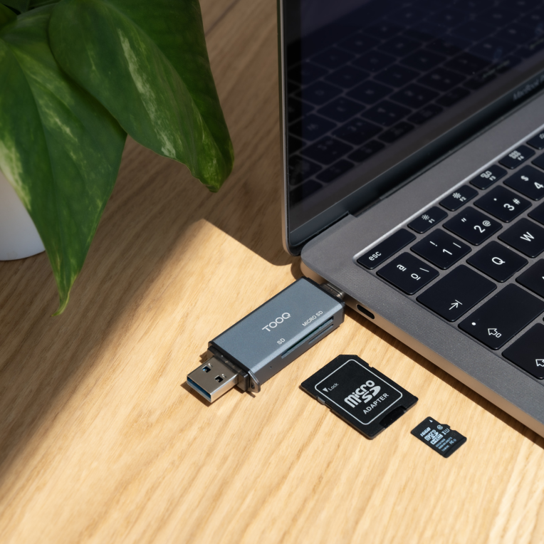 LECTOR TARJETAS TOOQ USB 3.0 (USB-C+USB-A) SD/TF GRIS - detalle