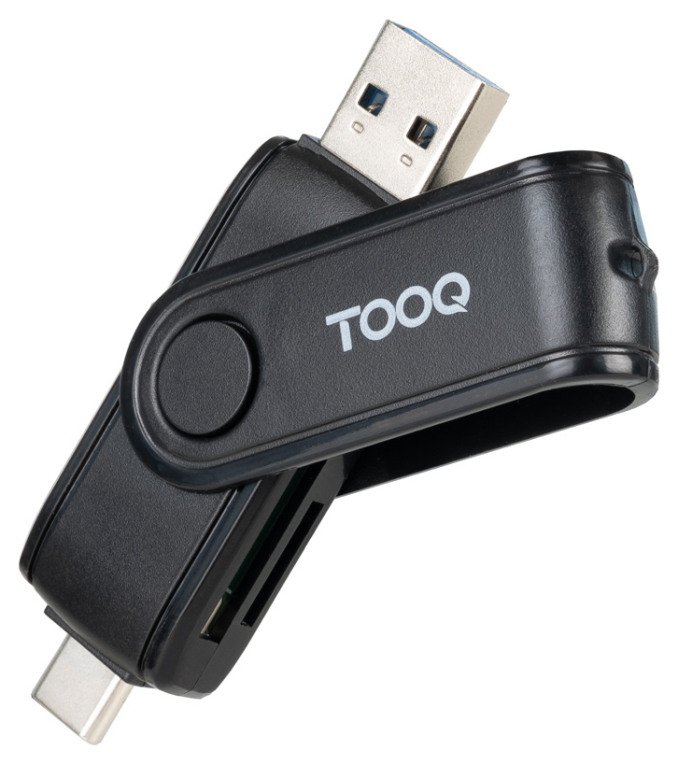 LECTOR TARJETAS TOOQ USB-C 2.0+USB-A 3.0 SD/TF NEGRO