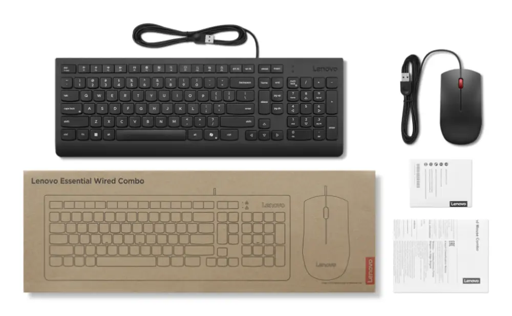 Lenovo Essential Wired Combo (ES 172) teclado Ratón incluido Universal USB Español Negro - detalle