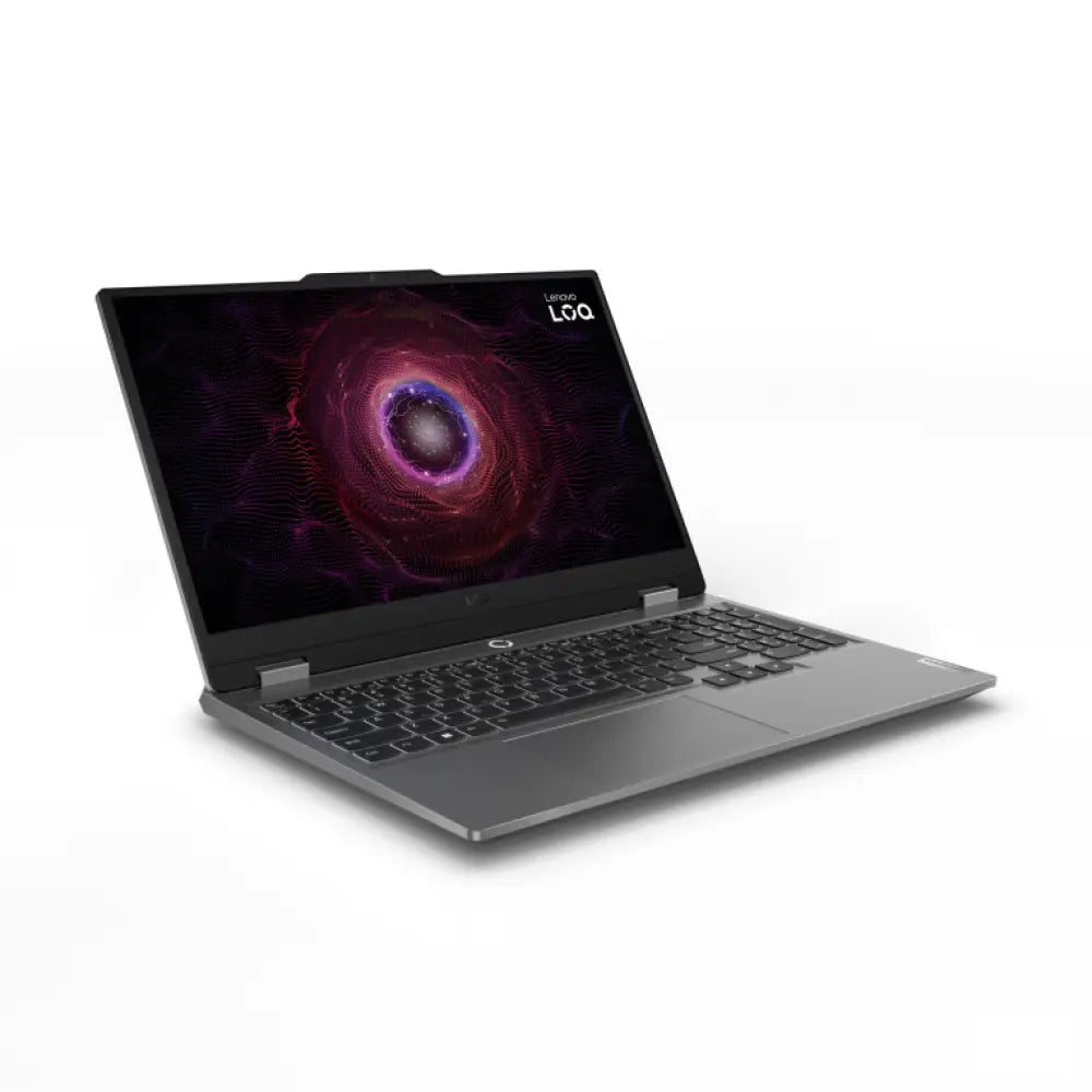 Portátil Lenovo LOQ 15ARP9 con pantalla Full HD, procesador AMD Ryzen 7, 24 GB RAM, tarjeta gráfica NVIDIA RTX 4050, gris.