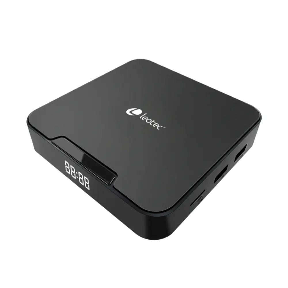 Convertidor de Smart TV LEOTEC Android TV Box 4K Show2 con 4 GB de RAM y 64 GB de almacenamiento, visible en la imagen.